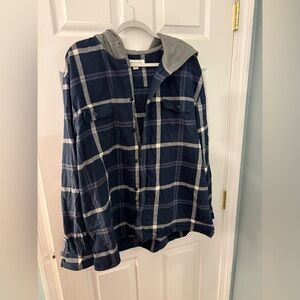 Aeropostale Men’s hooded Navy Blue Flannel Size 2xl
